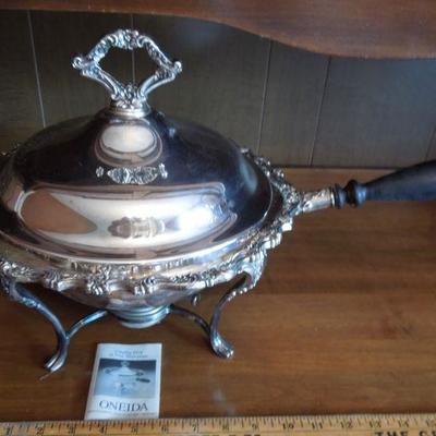 Lot 150: Silver Plated Serving Pieces with Chaffing Dish