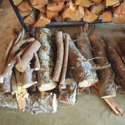 Lot 52: Stack of Wood, Log Rack and Wood Carrier