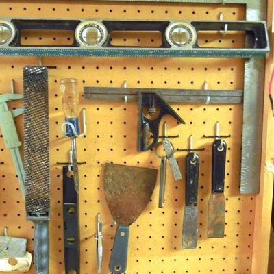 Lot 213: Wall of Vintage Hand Tools #1 with Peg Board