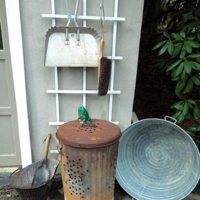 Lot 29: Hobo Garbage Can, Scuttle and Wash Tub