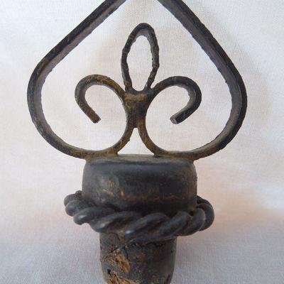 Lot 63: Moroccan Amber Glass Decanter with Iron Stand and Grass Serving Tray