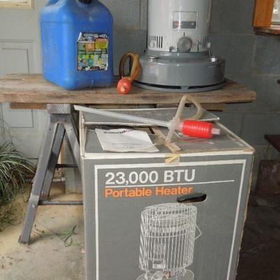 Lot 39: EnviroTemp by Kerosun Heater in Box. Kerosene Jug and Syphons 