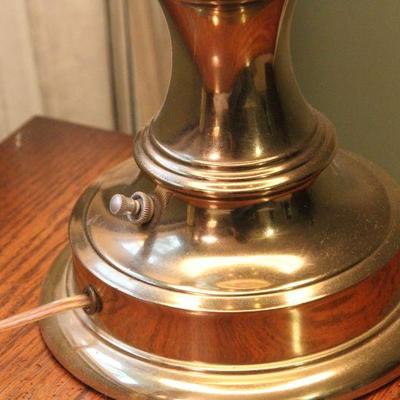 Lot 104: Matching PAIR of 33" Brass Table Lamps with Cloth Shades