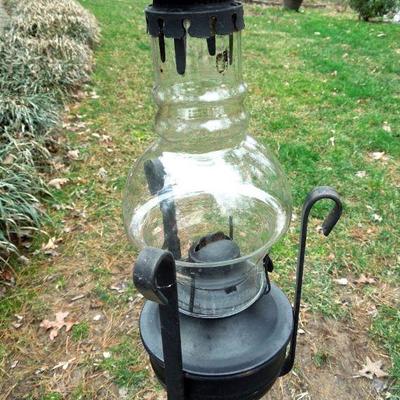 Lot 60: Two Deluxe Patio Hurricane Oil Lamps on Iron Pole