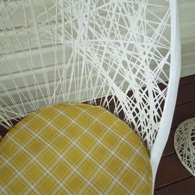 Lot 24: Two White Metal Peacock Patio Chairs Set