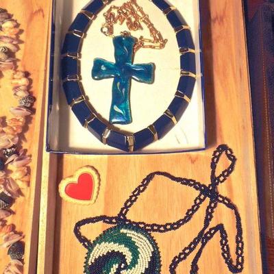 Lot 205: Three Jewelry Boxes, Mirror Tray, Lamp and Vintage Jewelery