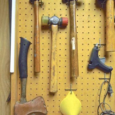 Lot 215: Wall of Vintage Tools #2 with Peg Board