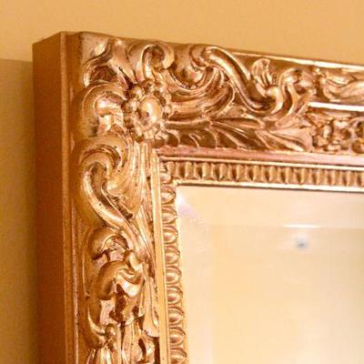 Lot 116: Hollywood Regency Rectangular Mirror and African Lamp