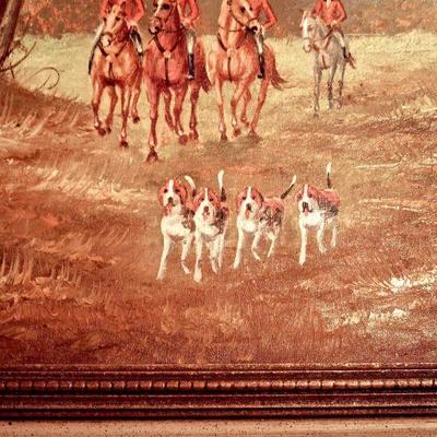 Lot 69: Signed Oil Painting Fox Hunt by E. Nicol