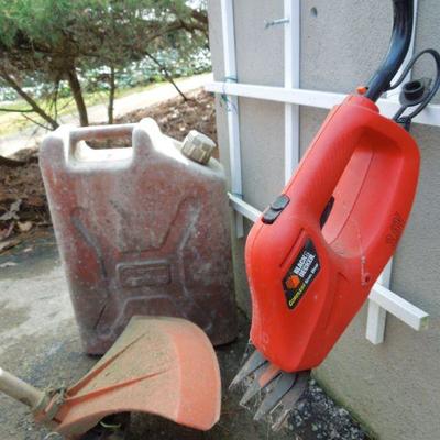 Lot 42: Stihl FS 75 Trimmer, B & D Cordless Trimmer and Gas Can