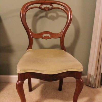 Lot 106: Antique Victorian Rosewood Carved Chair with Velvet Seat