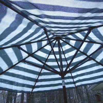 Lot 142: Patio Table, Chairs, Cushions, Storage Bin and Umbrella
