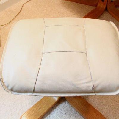 Lot 117: Danish Modern Repro Reclining Leather Lounge Chair and Ottoman