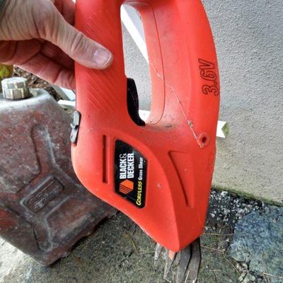Lot 42: Stihl FS 75 Trimmer, B & D Cordless Trimmer and Gas Can