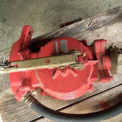 Lot 50: TOKHEIM  Hand Operated VACUUM TRANSFER PUMP, Saw Horses et al