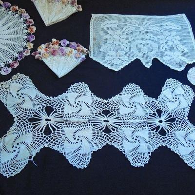 Lot 188: Huge Group of Antique Hand Crocheted Doilies and Lace