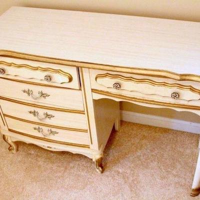 Lot 118: 1960's French Provencial Desk with White Chair
