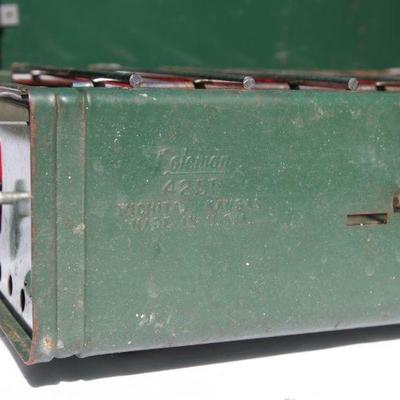 Lot 16: Vintage Coleman Gas 2 Burner Camp Stove and Beverage 