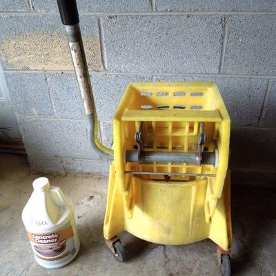 Lot 134: Industrial Mop Bucket, Mops and Brush
