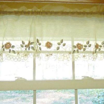 Lot 132: Three Embroidered Kitchen Window Drape Panels and Valance