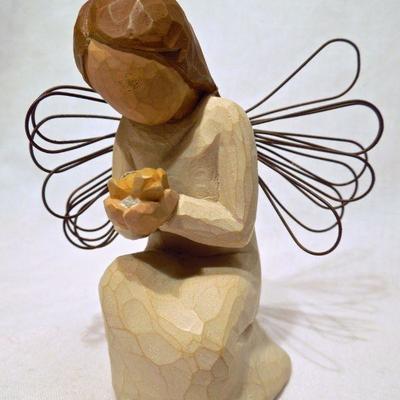 Lot 140: Hurricane Candle Sticks, Willow Tree Angel, Betsy Clark Napkin Rings