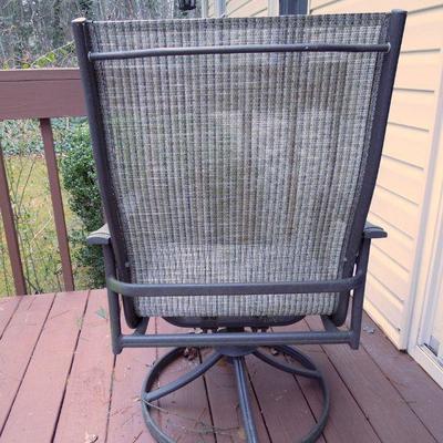 Lot 142: Patio Table, Chairs, Cushions, Storage Bin and Umbrella