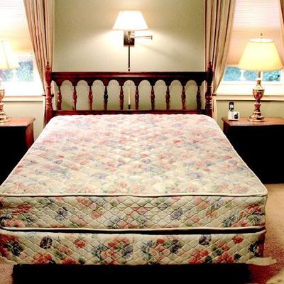 Lot 100: American Furniture Co. Queen Solid Wood Bed, Mattress, Foam