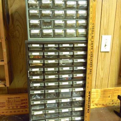 Lot 216: Mega Screws and Hardware in Storage Drawer Cabinets