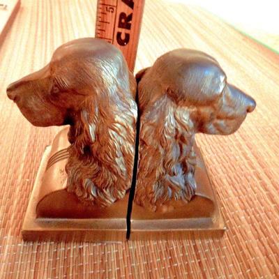 Lot 77: Dog Cat Collectibles and Artwork Spaniel Bronze Bookends
