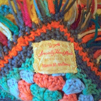 Lot 199: Three Vintage Handmade Wool Granny Square Afghans