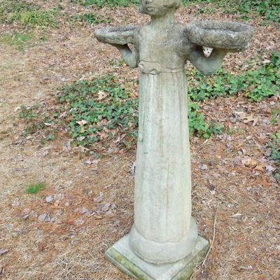 Lot 21: Cement Bird Girl Statue 51" 