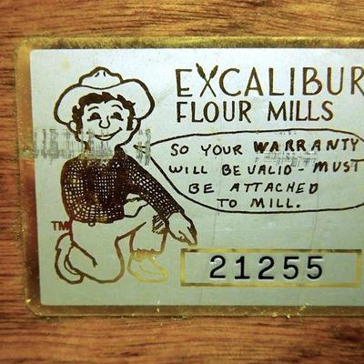 Lot 223: Excalibur Flour Mill in Wood Box with Storage Canisters