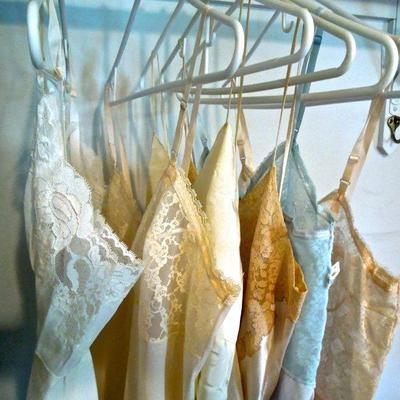 Lot 186: Vintage Size 34 Lace Slips and Silk Gown