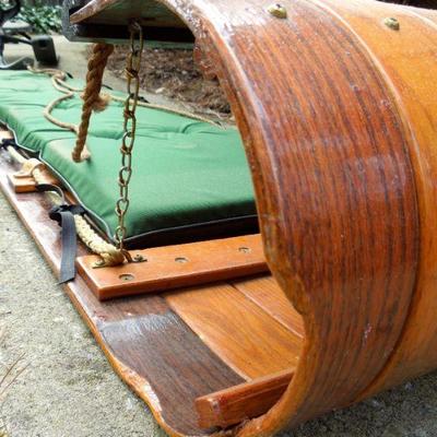 Lot 47: 6 ft All Wood Toboggan Sled with Pads