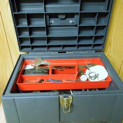 Lot 231: Stack-On Tool Bench, Vintage Metal Box and Nails