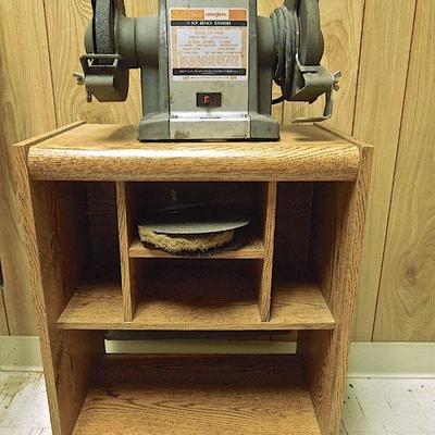 Lot 221: Craftsman 1/2 HP Grinder on Portable Bench