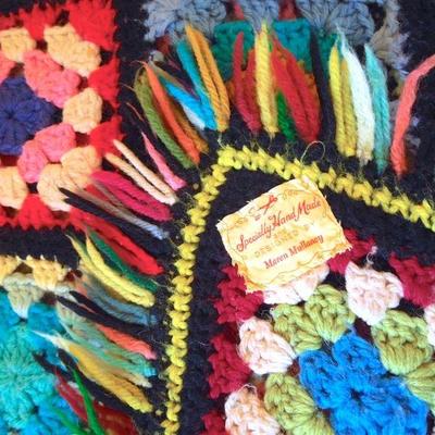 Lot 199: Three Vintage Handmade Wool Granny Square Afghans