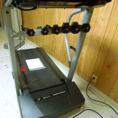 Lot 208: PRO-FORM 350S Cross Trainer Treadmill w Weights and TV Wall Mount 