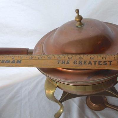 Lot 64: 1950's Copper Chaffing Dish and Stangl Serving Plate