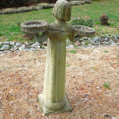 Lot 21: Cement Bird Girl Statue 51" 