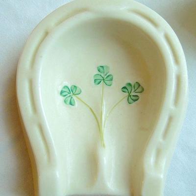 Lot 87: Antique Belleek Shamrock Irish Porcelain Group