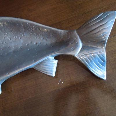Lot 152: Salmon and Asparagus Pewter Serving Trays