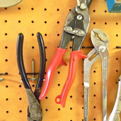 Lot 213: Wall of Vintage Hand Tools #1 with Peg Board