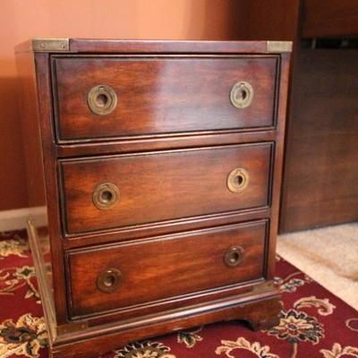 Lot 125: Heritage Brass and Wood Chest of Drawers Side Table