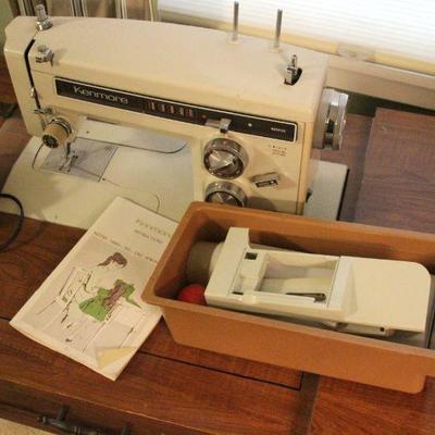 Lot 108: Kenmore Sewing Machine and Sewing Basket Storage Stool
