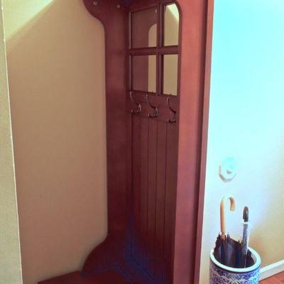 Lot 165: Hall Tree Bench and Ceramic Umbrella Stand