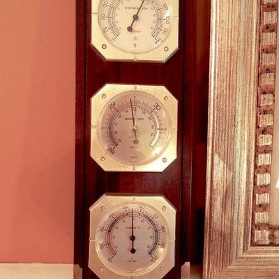 Lot 72: New Orleans Cafe Print, Brass Weather Station and Ceramic Pineapple