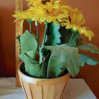 Lot 157: Cook Books, Wall Shelf and Gerber Daisies in Basket