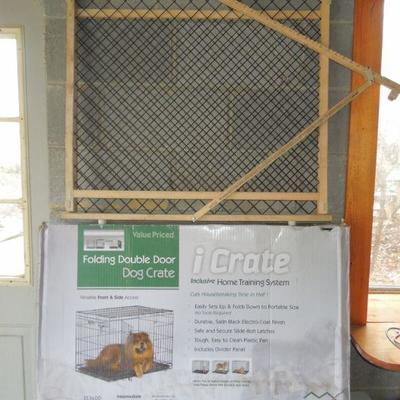 Lot 34: Dog Crate; Collapsible Gate and Car Barrier