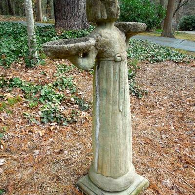 Lot 21: Cement Bird Girl Statue 51" 